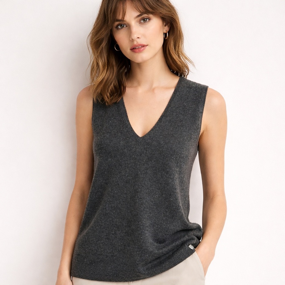 Pure Amici 100% cashmere sweater vest medium career fall luxury soft Layerable